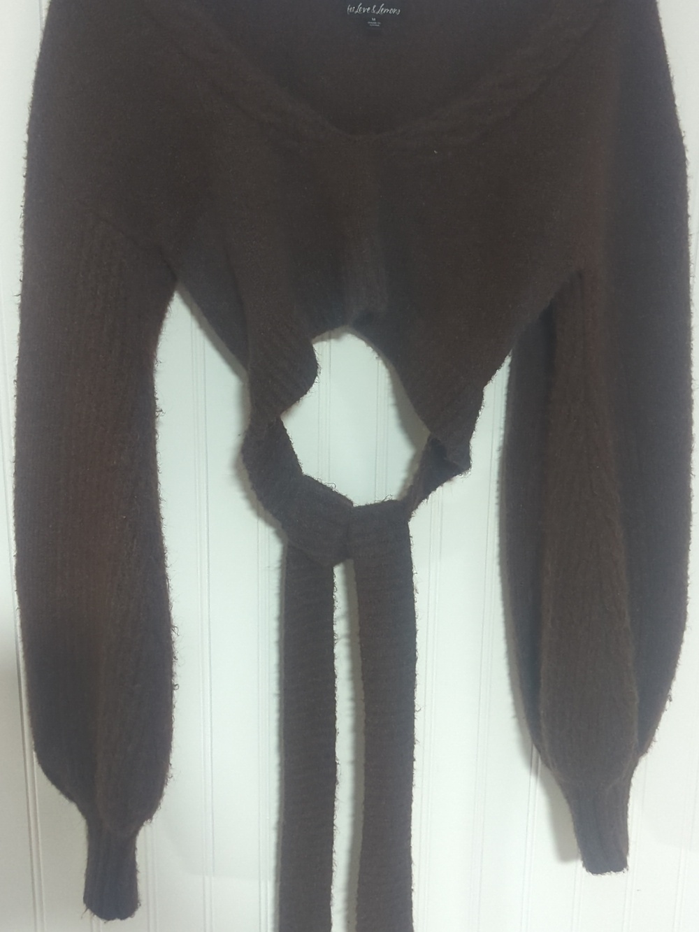 For Love And Lemons Brown V-Neck Tie-Front Sweater